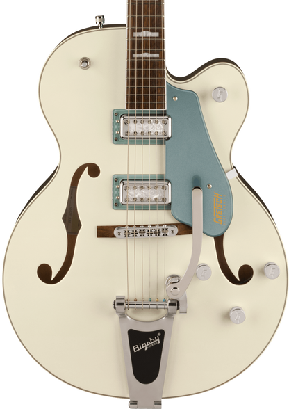 Front of Gretsch G5420T-140 Electromatic 140th Double Platinum Hollow Body Two-Tone Pearl Platinum/Stone Platinum.