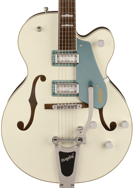Front of Gretsch G5420T-140 Electromatic 140th Double Platinum Hollow Body Two-Tone Pearl Platinum/Stone Platinum.