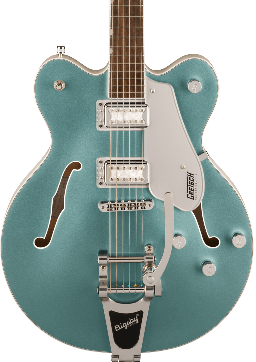 Front of Gretsch G5622T-140 Electromatic 140th Double Platinum Center Block Two-Tone Stone Platinum/Pearl Platinum.