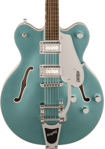 Front of Gretsch G5622T-140 Electromatic 140th Double Platinum Center Block Two-Tone Stone Platinum/Pearl Platinum.