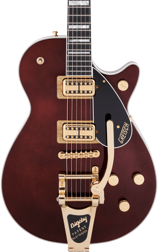 Front of Gretsch G6228TG-PE Players Edition Jet BT w/Bigsby Walnut Stain.