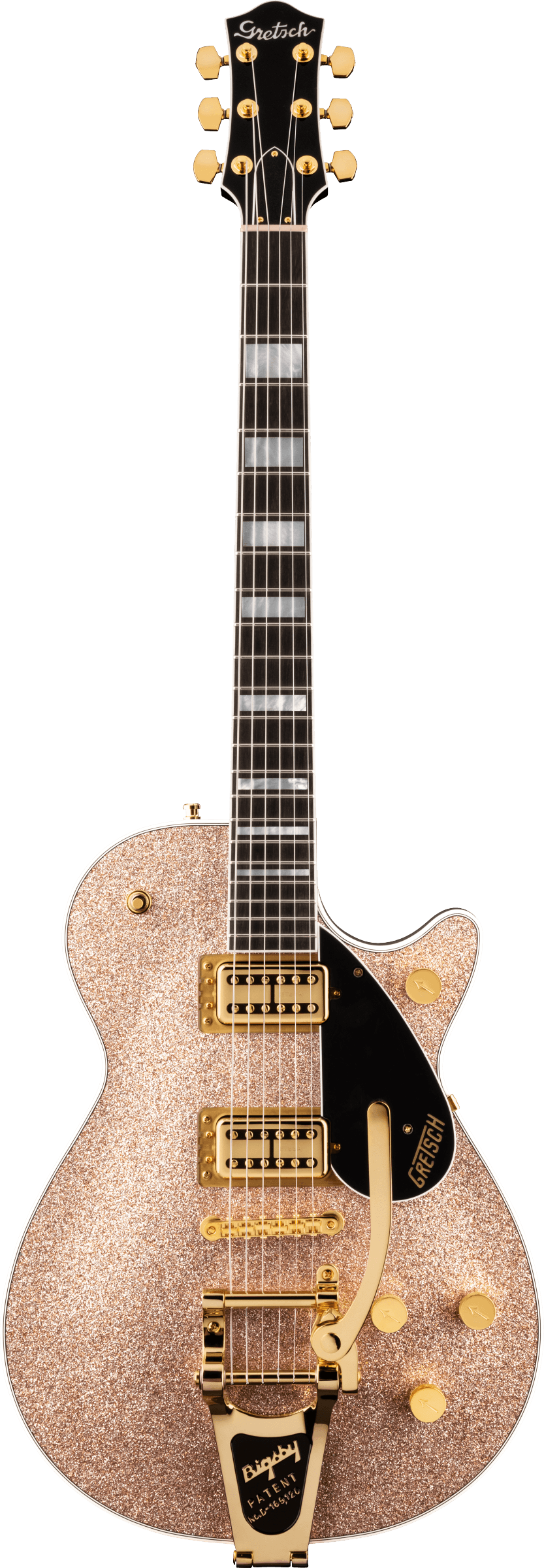 Full frontal of Gretsch G6229TG Limited Edition Players Edition Sparkle Jet BT w/Bigsby Champagne Sparkle.