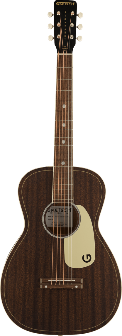 Full frontal of Gretsch G9500 Jim Dandy Black Walnut Fingerboard Frontier Stain.