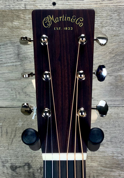 Close up of Martin HD-28L Left Hand headstock.