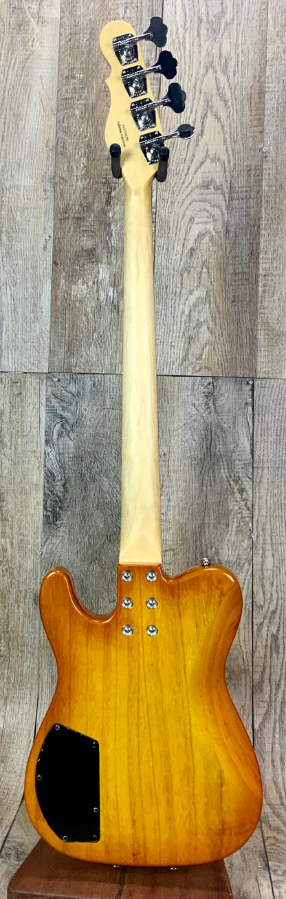Back of G&L USA ASAT Bass Honeyburst Ash RW.