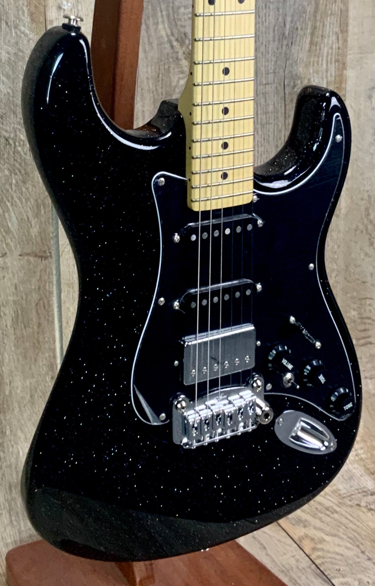 Front angle of G&L USA Legacy HSS Andromeda MP.