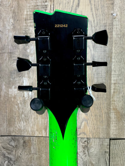 Back of Rock N Roll Relics Thunders DC Neon Green Med Relic headstock.