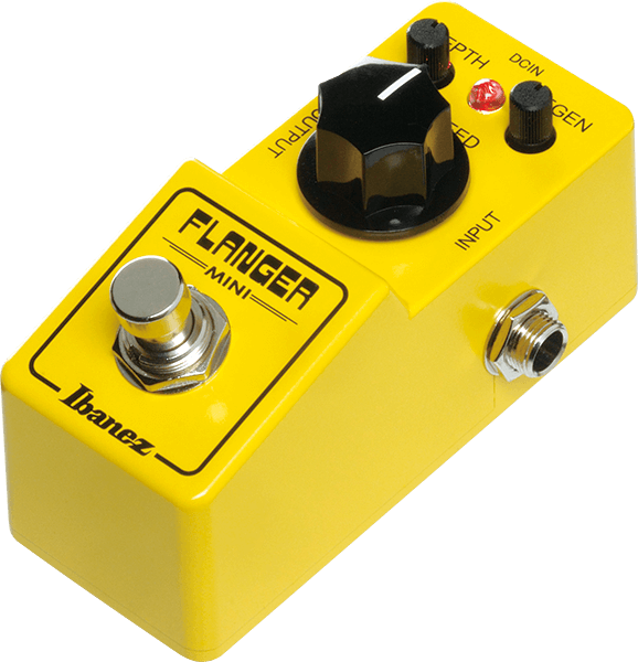 Front right angle of Ibanez FLMINI Flanger Mini.
