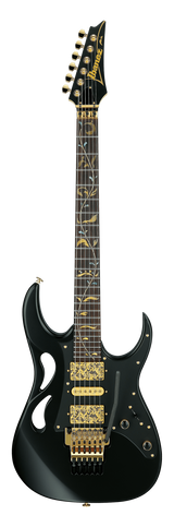 Full frontal of Ibanez PIA3761 Steve Vai Signature Onyx Black.