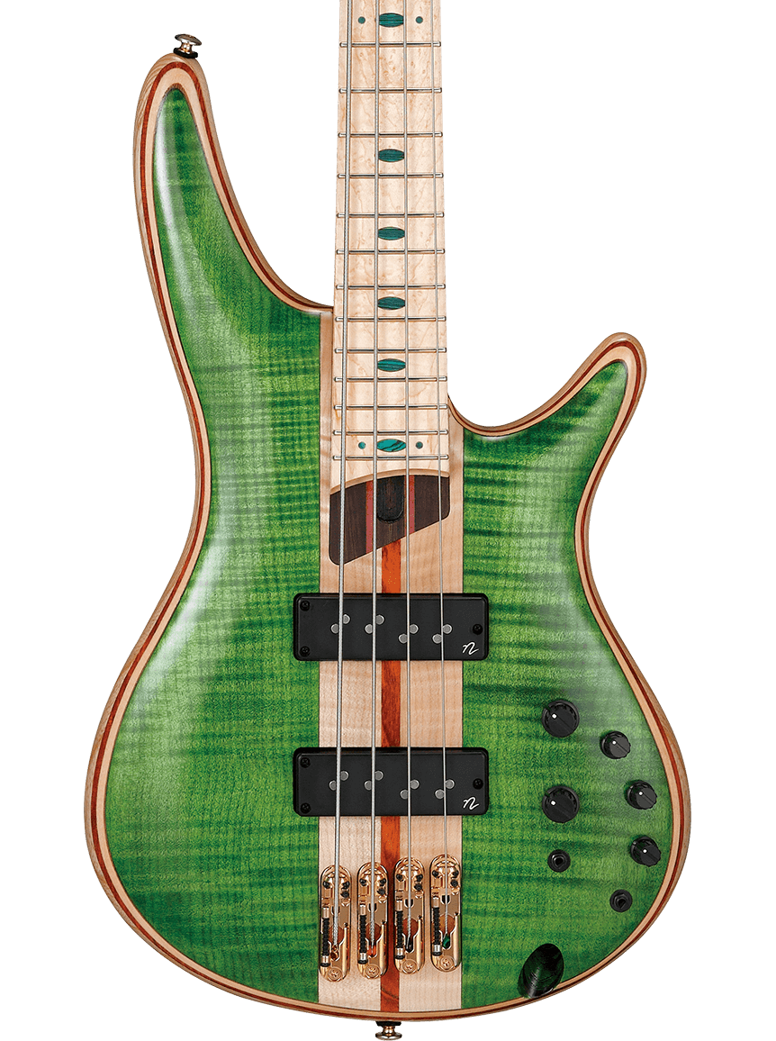 Open Box Ibanez Premium SR4FMDX 4-string Bass Emerald Green Low Gloss