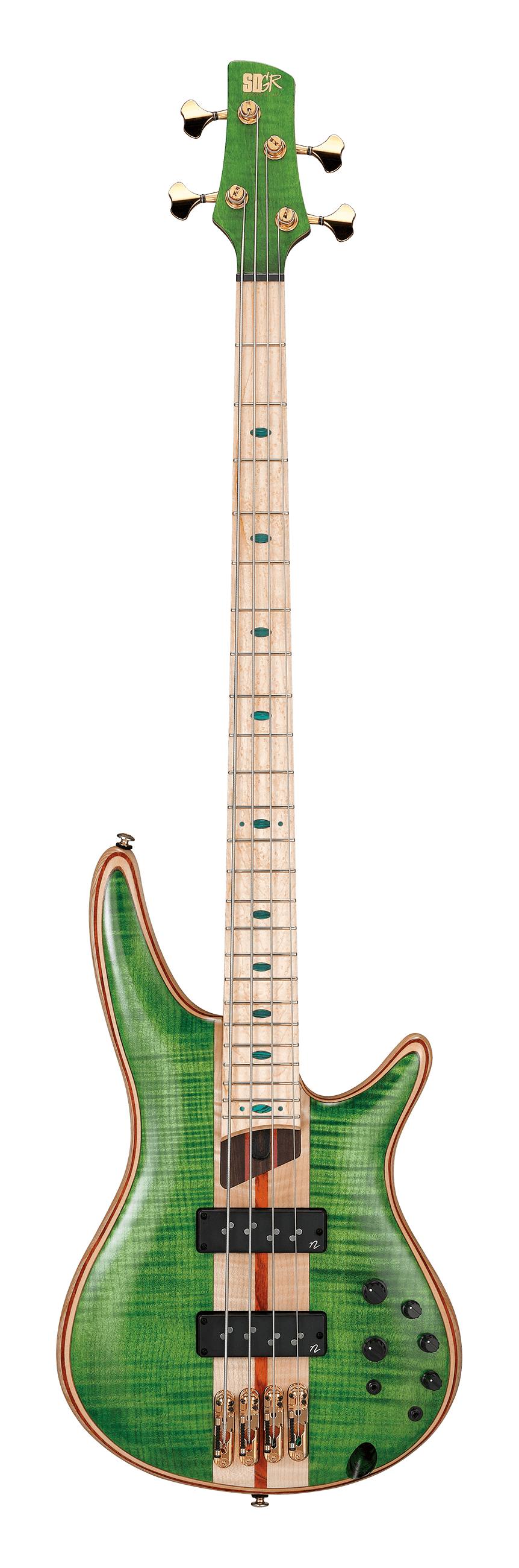 Open Box Ibanez Premium SR4FMDX 4-string Bass Emerald Green Low Gloss