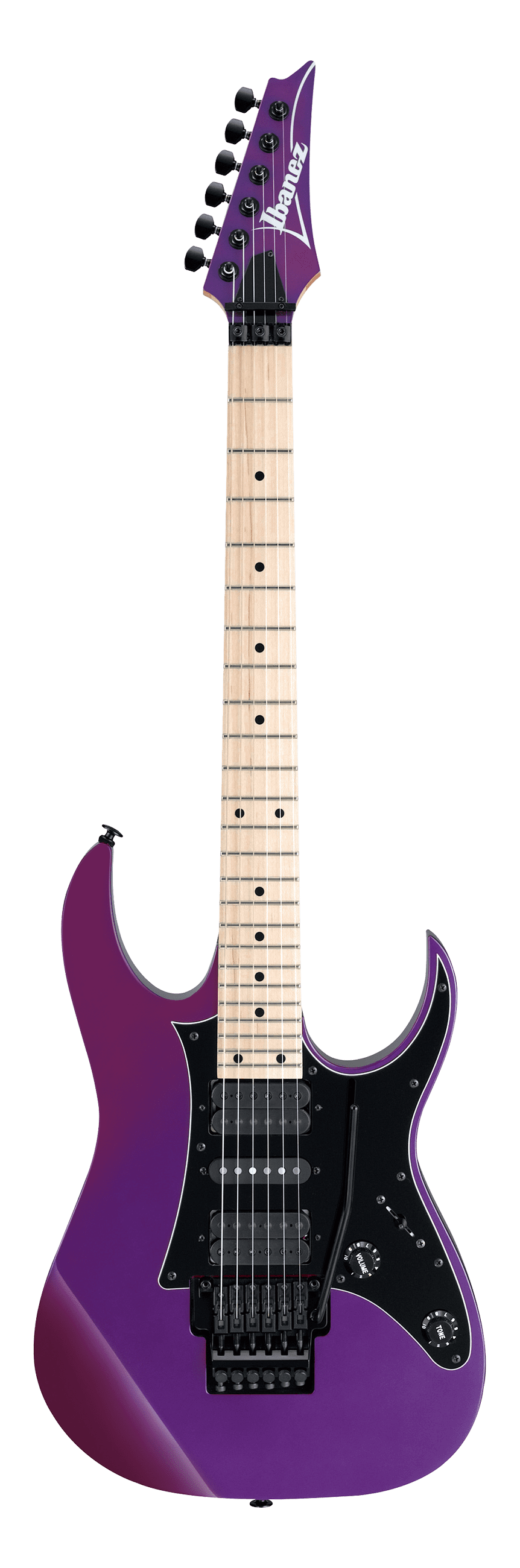 Full frontal of Ibanez RG550 Genesis Collection Purple Neon.