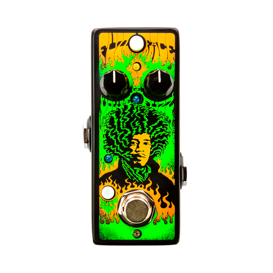 Top down of Dunlop JHMS1 Authentic Hendrix "68 Shrine Serie Fuzz Face Distortion.