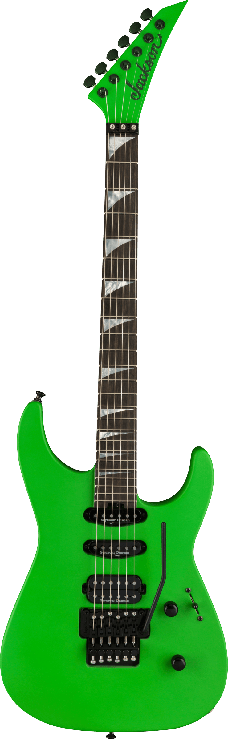 Full frontal of Jackson American Series Soloist SL3 Satin Slime Green.