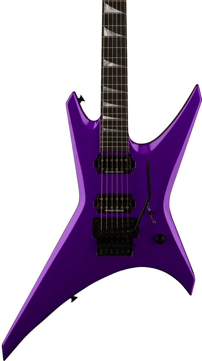 Front of body of Jackson Custom Shop Limited Edition Warrior NOS Purple Metallic.