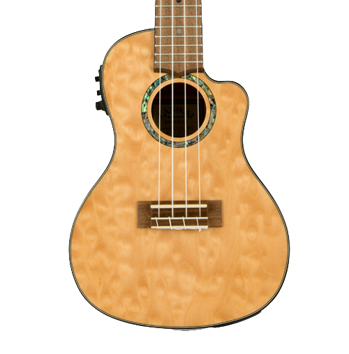 Lanikai QM-NACEC Concert Cutaway Electric Ukulele Quilted Maple Natural Stain w/bag