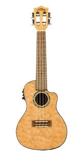 Lanikai QM-NACEC Concert Cutaway Electric Ukulele Quilted Maple Natural Stain w/bag