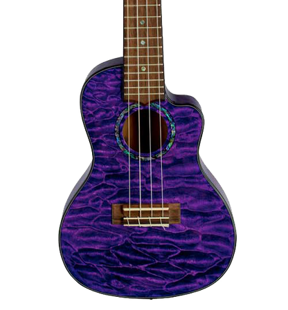 Lanikai QM-PUCEC Quilted Maple Purple Stain Concert Ukulele w/Kula Preamp A/E w/bag