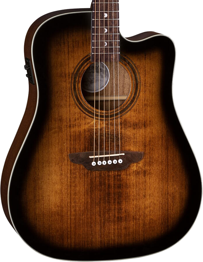 Luna Art Vintage Dread Solid Top CAW A/E Distressed Brownburst