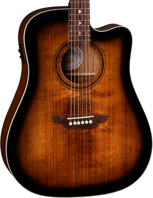 Luna Art Vintage Dread Solid Top CAW A/E Distressed Brownburst