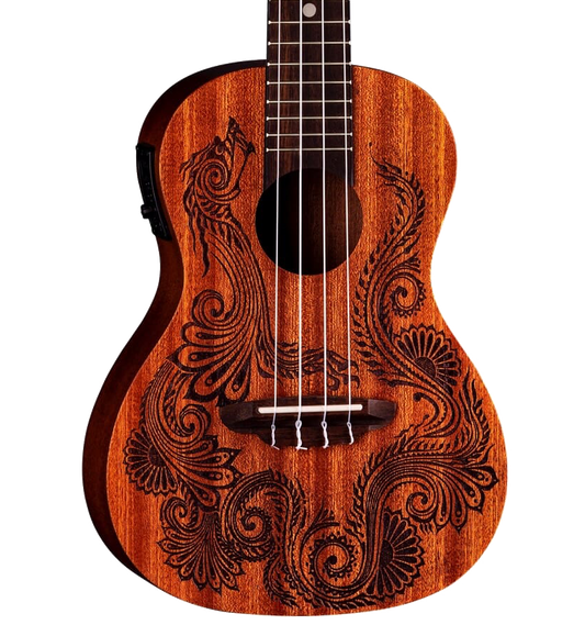 Luna Henna Dragon Mahogany Concert Ukulele Natural w/bag