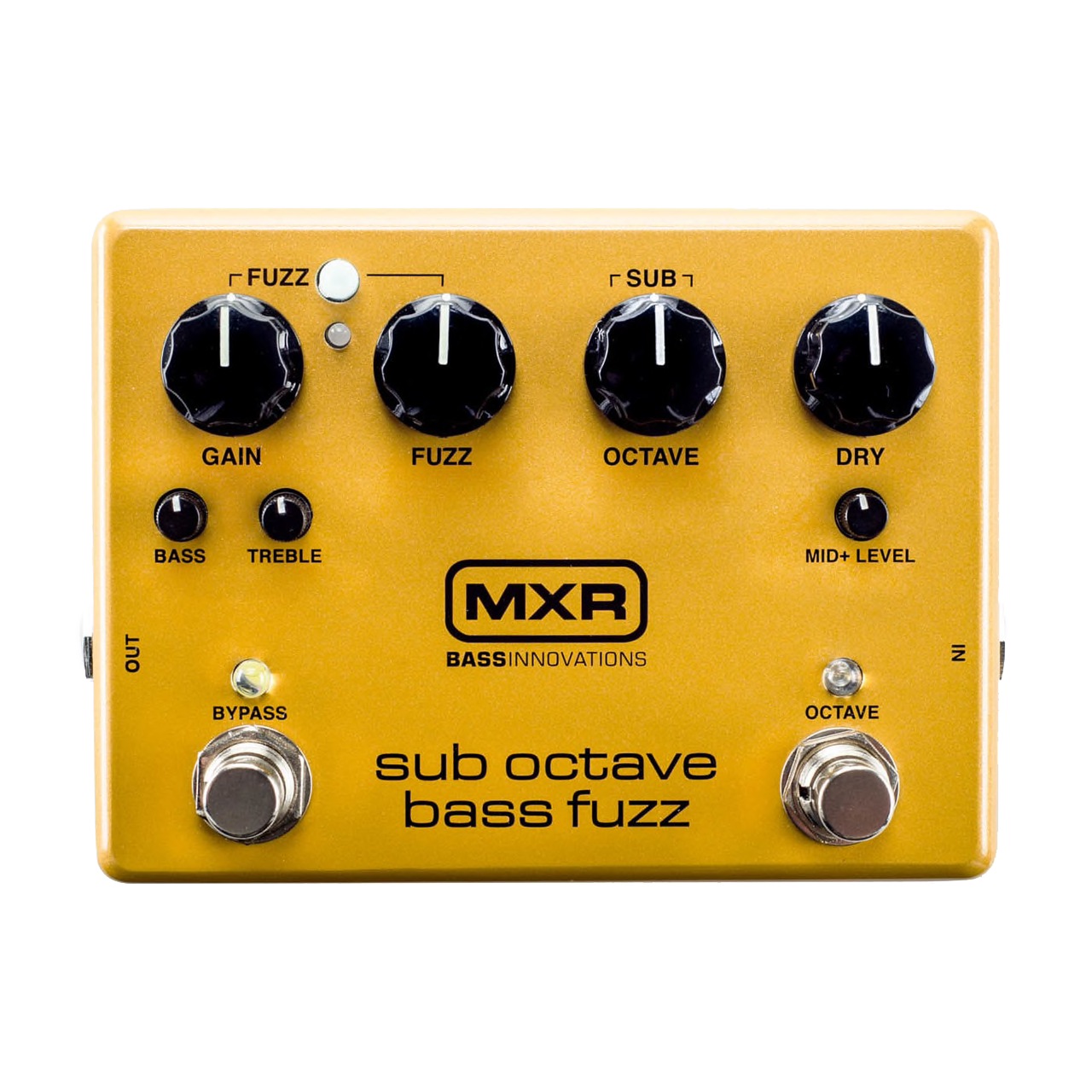 Top down of MXR M287 Sub Octave Bass Fuzz.