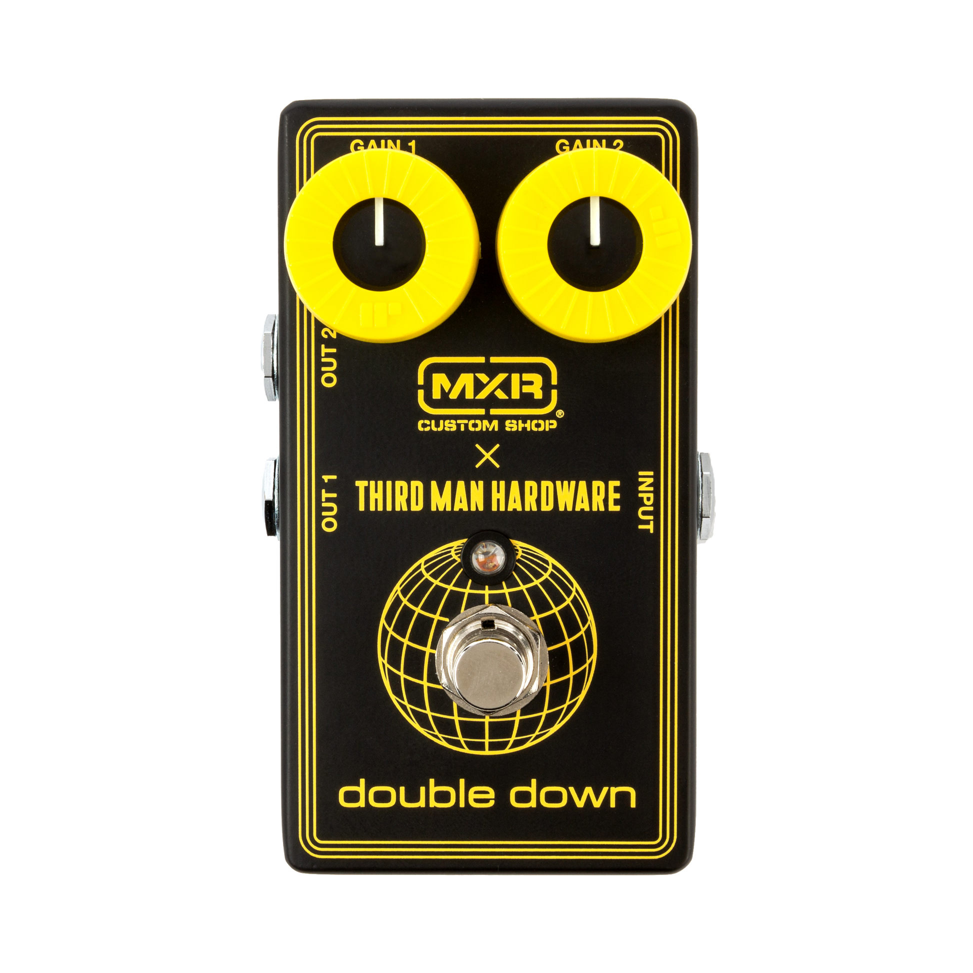 Top down of MXR X Third Man Hardware Double Down Pedal.
