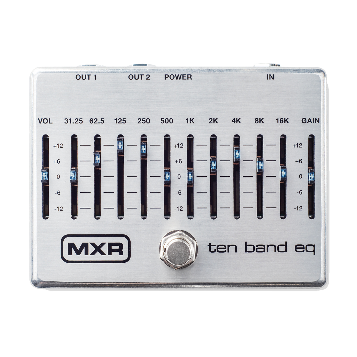 Top down of MXR M108S Ten Band EQ Silver.