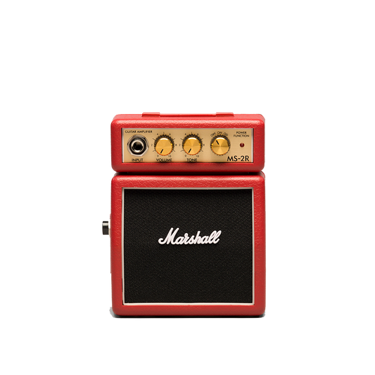 Front of Marshall MS-2R Mini Practice Amp Red.