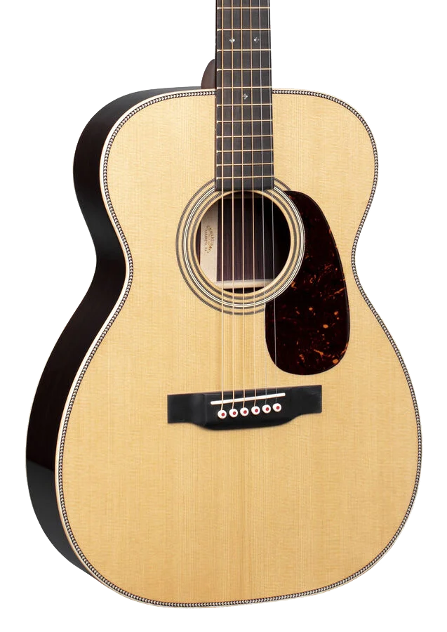 Front of Martin 00-28 Modern Deluxe Natural.