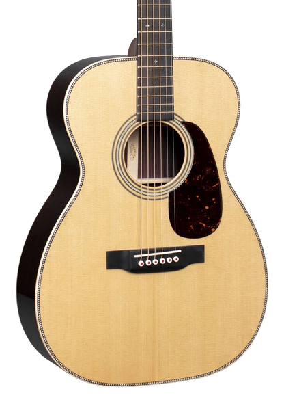 Front of Martin 00-28 Modern Deluxe Natural.
