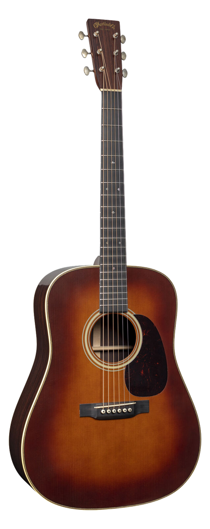 Full frontal of Martin Custom Shop D-28 Authentic 1937 Vintage Low Gloss w/Ambertone Burst w/Stage 1 Aging.