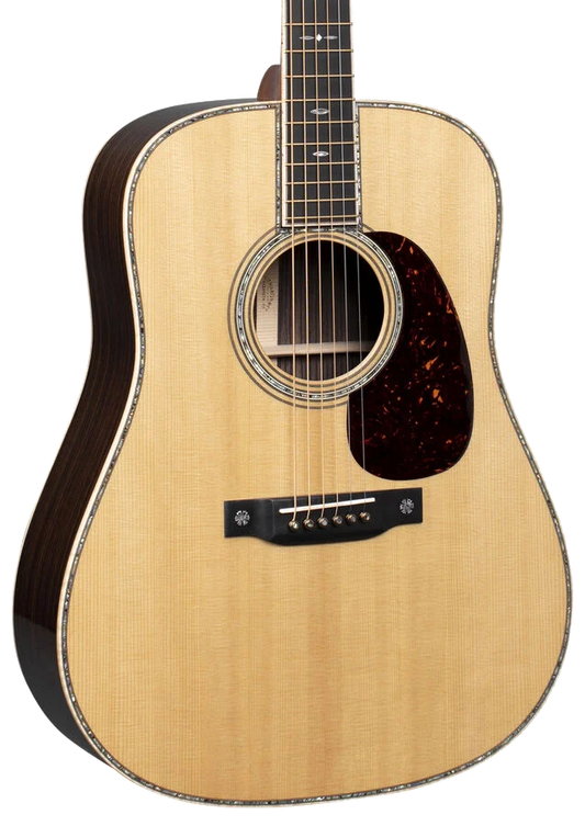 Front of Martin D-42 Modern Deluxe Natural.