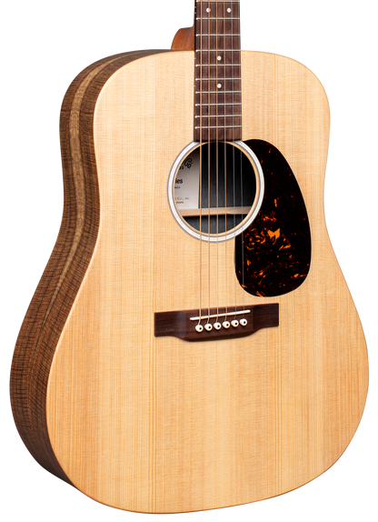 Front angle of Martin D-X2E Natural.