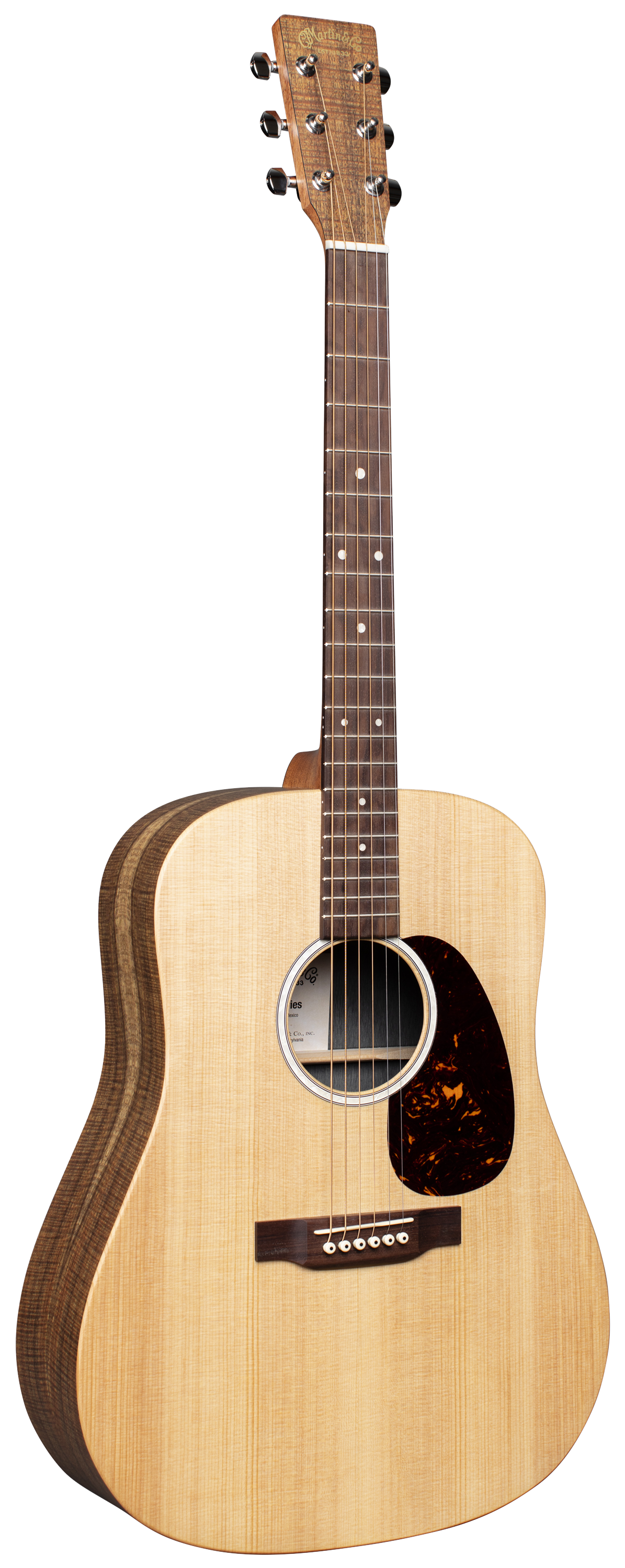 Full front angle of Martin D-X2E Natural.