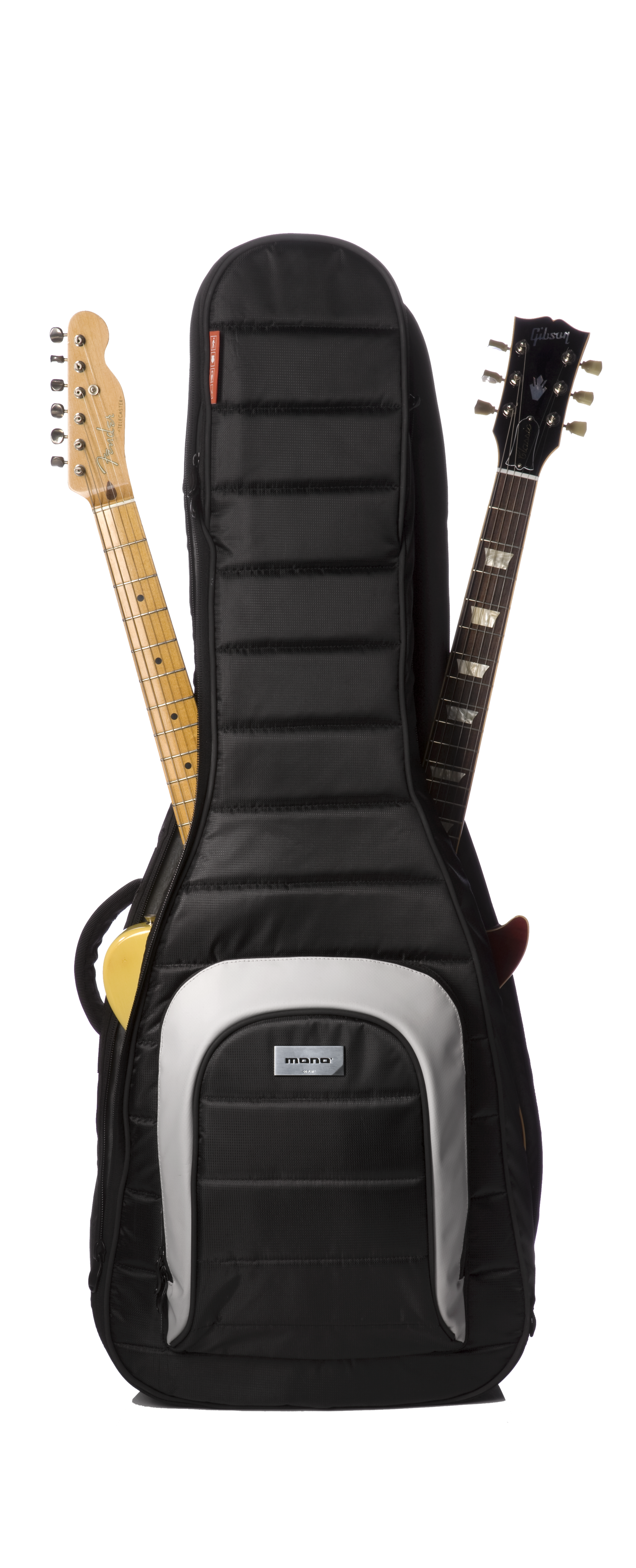 Front of Mono M80-2G-BLK Standard Dual Electric Gig Bag with guitars.