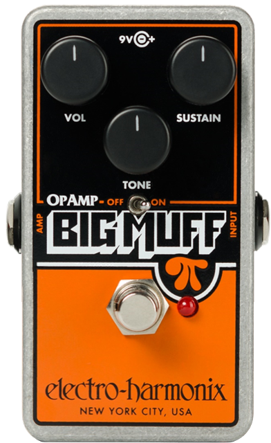 Top down of EHX Electro-Harmonix Op-Amp Big Muff Pi.