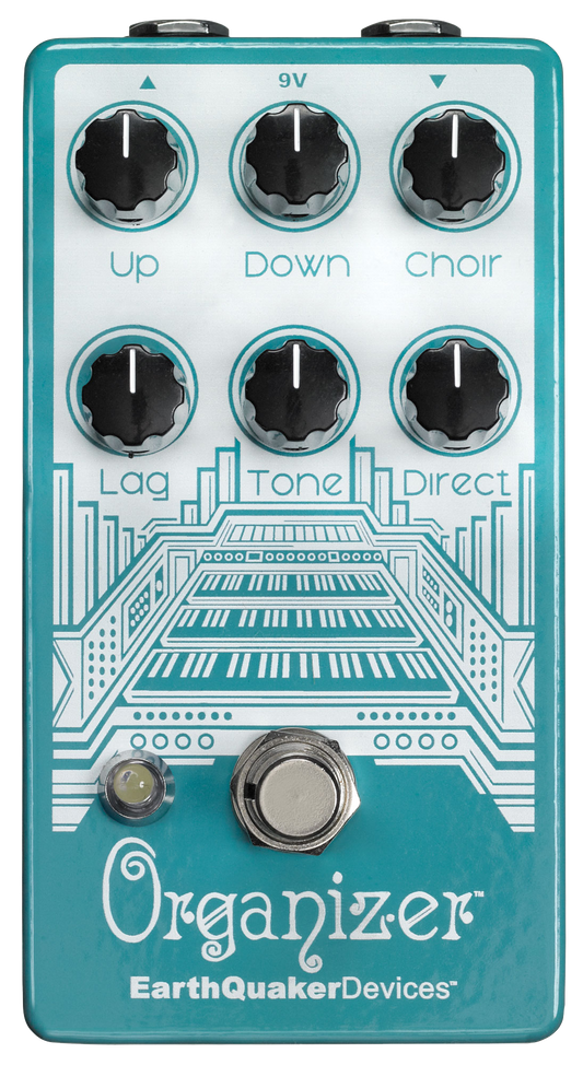 Top down of EarthQuaker Devices Organizer Polyphonic Organ Emulator V2.