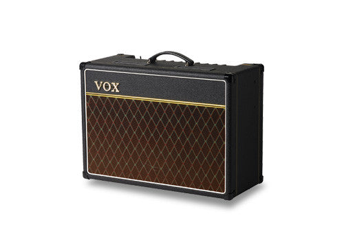 Front right angle of Vox AC15C1 15w 1x12 combo w/Celest GB white background.