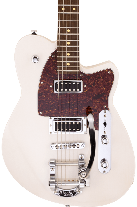 Front of Reverend Flatroc Trans White w/Bigsby.