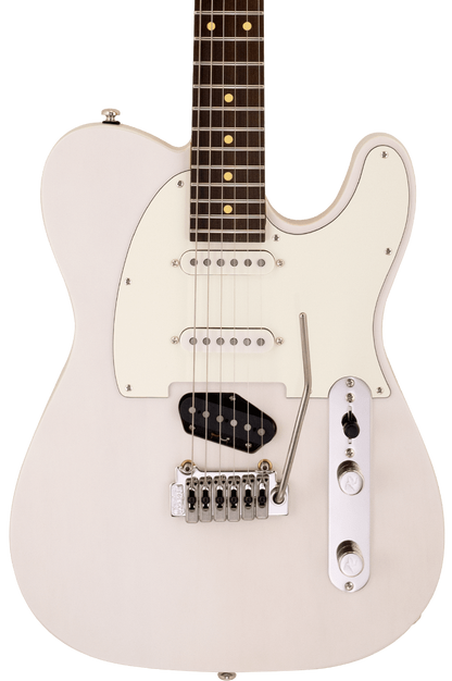 Front of Reverend PA2S Pete Anderson Eastsider S Satin Trans White.
