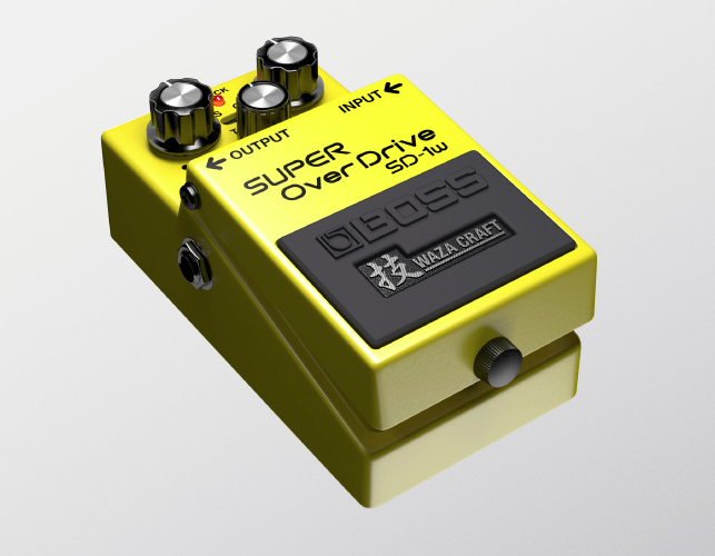 Front angle of Boss SD-1W Super Overdrive Waza Craft Special Edition.