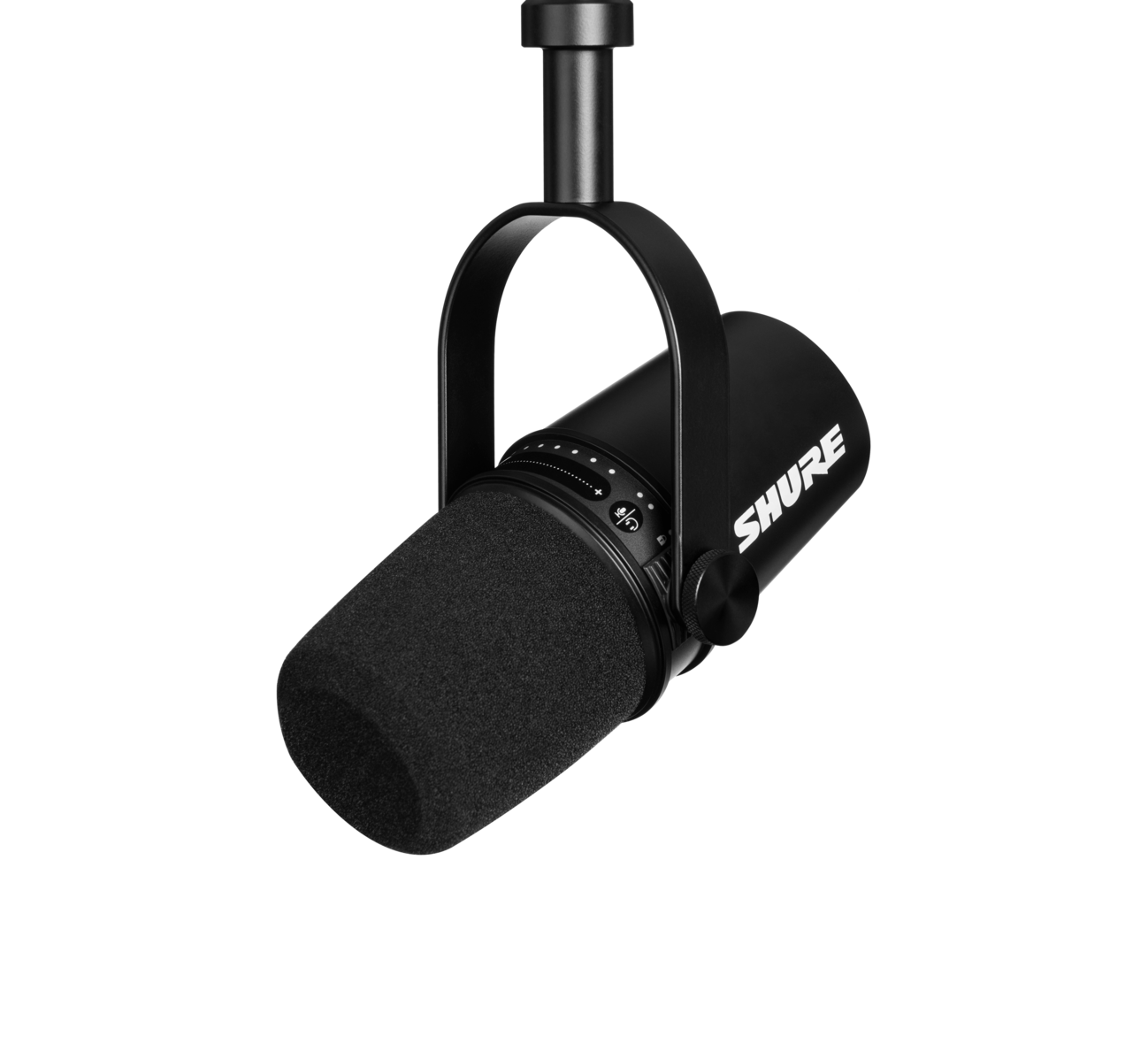 Front right of Shure MV7 USB Podcast Microphone.