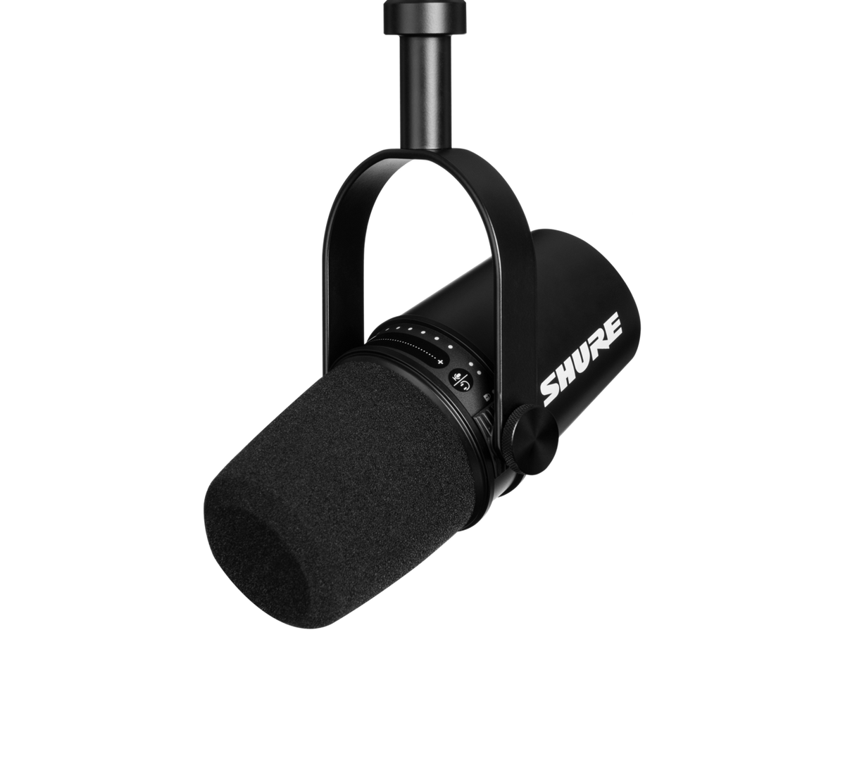 Front right of Shure MV7 USB Podcast Microphone.