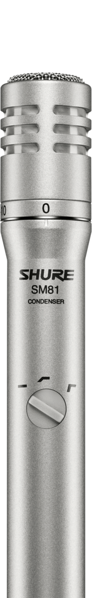 Front of Open Box Shure SM81-LC Cardioid Condenser w/10dB Attenuator.