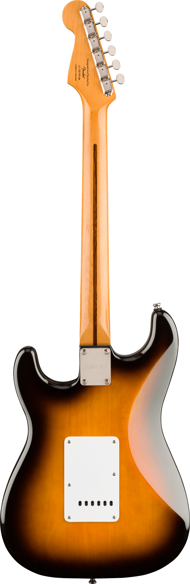 Back of Squier Classic Vibe '50s Stratocaster Maple Fingerboard 2-Color Sunburst.