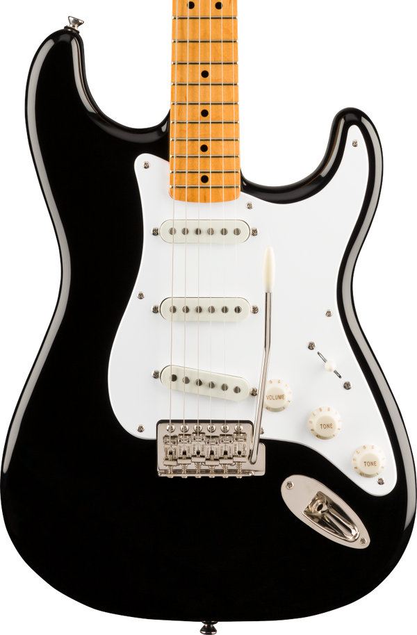 Front of Squier Classic Vibe '50s Stratocaster Maple Fingerboard Black.