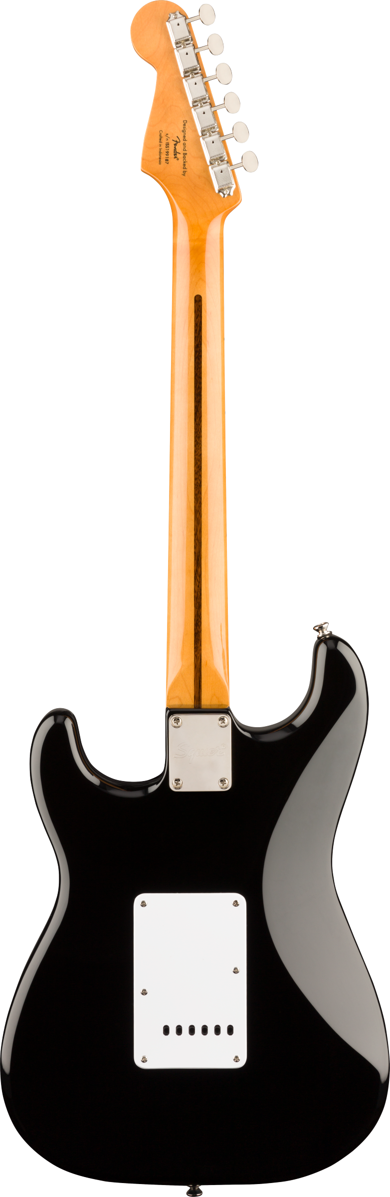 Back of Squier Classic Vibe '50s Stratocaster Maple Fingerboard Black.