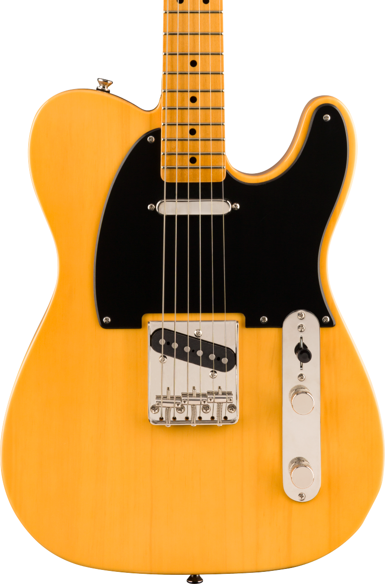 Front of Squier Classic Vibe '50s Telecaster Maple Fingerboard Butterscotch Blonde.