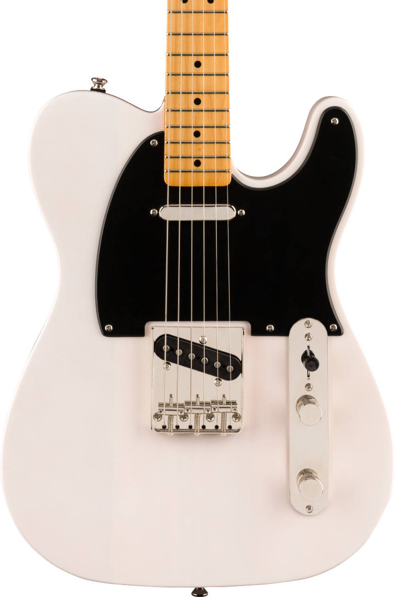 Front of Squier Classic Vibe 50s Telecaster MP White Blonde.